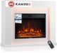 KAMINIO Poêle électrique MATTI - Poêle électrique autoportant avec chauffage, effet flamme 3D, éclairage d'ambiance LED, télécommande - Blanc