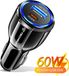 Techsuit Chargeur de voiture Premium (TE-022) - USB-A QC5.0 30W, USB-C PD30W, Total 60W, Noir