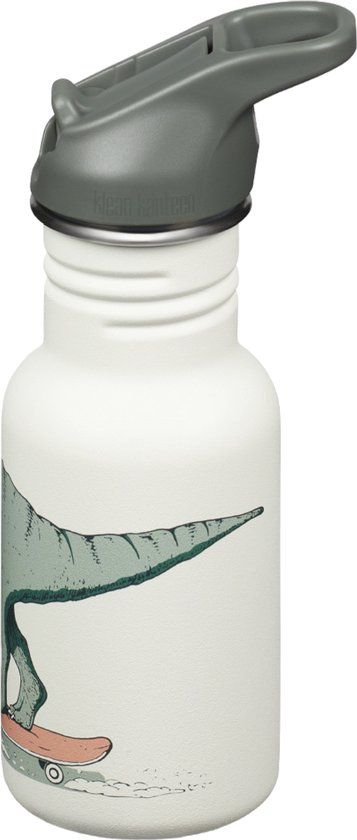 Klean Kanteen Kinder Drinkfles Classic Narrow 355ml Dino Wit