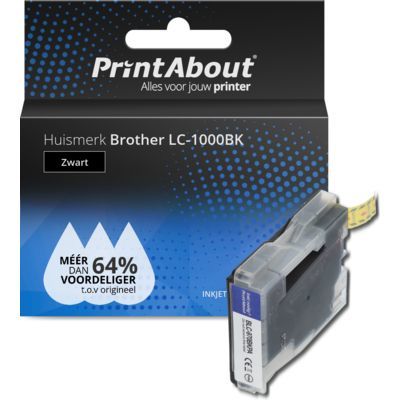 PrintAbout Huismerk LC-1000BK Zwart | Compatibel met Brother