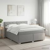 vidaXL Boxspringbed met matras, lichtgrijs, 160 x 200 cm, stof