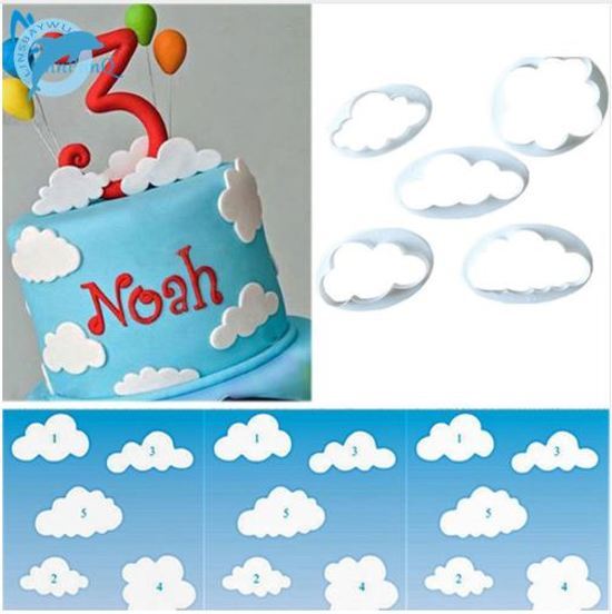 Ardran & Tookar Fondant en deeg Wolkjes uitsteekvorm - Wolken mal - Fondant snijder - Marsepein cutter - Icing wolkje - Uitstekers - Uitsteekvormpjes - uitsteekvormen voor Marsepein Fondant en deeg - Voor decoratie van taart cupcakes en cake - Set van 5 stuks