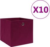 vidaXL Opbergboxen 10 st 28x28x28 cm nonwoven stof donkerrood