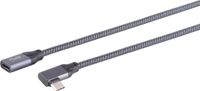 S-Impuls USB-C verlengkabel | haaks (links/rechts) | USB3.2 20 Gbps | PD 100W | 4K 60Hz | aluminium/nylon | 1 meter