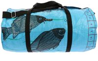 MoreThanHip - Jumbo Weekender reistas van gerecyclede cementzakken, 40 L, Vis Blauw