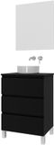Saniclass Chaci PLUS Badkamermeubelset - 60x86x46cm - waskom - topblad - 3 lades - mat zwart