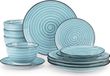 Vancasso service de table 12 pièces en grès, un service composé de 4 assiettes plates, 4 assiettes à dessert et 4 bols à petit-déjeuner chacun, vintage