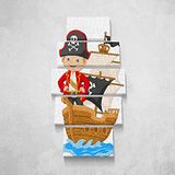 Homemania Piraten-muurschildering, 5 stuks, kinderen, voor woonkamer, slaapkamer, meerkleurig van polyester, hout, 100 x 3 x 60 cm