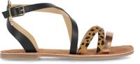 Mexx Dames Sandalen Lavinia Zwart/Bruin Platte Sandalen Leer Rubber 37