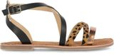 Mexx Dames Sandalen Lavinia Zwart/Bruin Platte Sandalen Leer Rubber 37