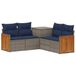 vidaXL - Bankstel - 5 - st - Grijs - en - Marineblauw - Poly - Rattan - en - Staal