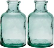 Bellatio Design Vase - 2x - clear transparent glass - D12 x H20 cm - vase