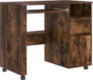vidaXL Bureau met Wielen Rook Eiken Bewerkt hout 91 x 50 x 77 cm