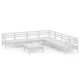 vidaXL 8-delige Loungeset Massief Grenenhout Wit