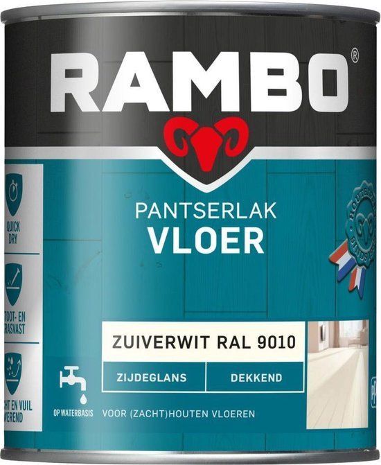 Rambo Pantserlak Vloer Zijdeglans RAL 9010 - 0.75L