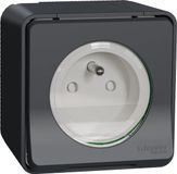Schneider Electric Mureva opbouw stopcontact 1-voudig met penaarde IP55 antraciet mat
