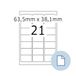 HERMA 8417 universele etiketten, 500 vellen, 63,5 x 38,1 mm, 21 per A4 vel, 10500 stuks, zelfklevend, bedrukbaar, mat, blanco papier, zelfklevende etiketten stickers, wit