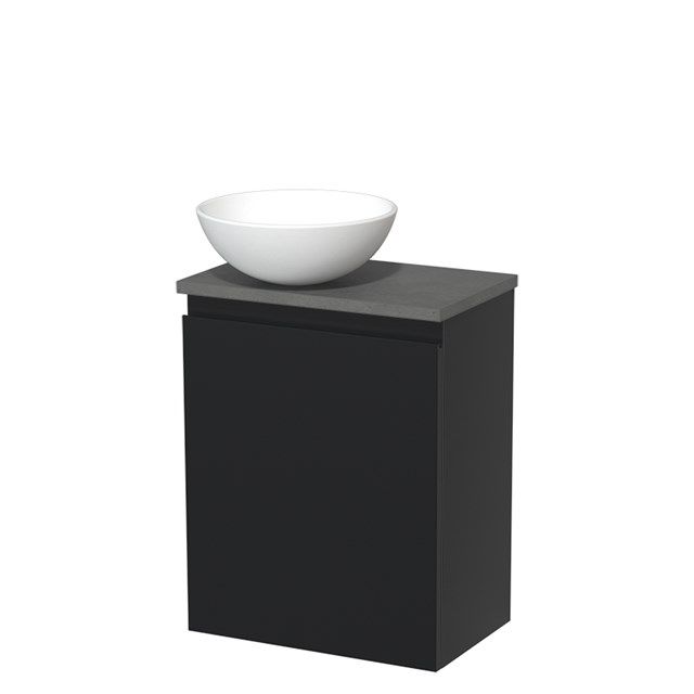 Maxaro Toiletmeubel met Waskom Keramiek Modulo Mat Zwart Greeploos 41 cm Donkergrijs Beton Blad