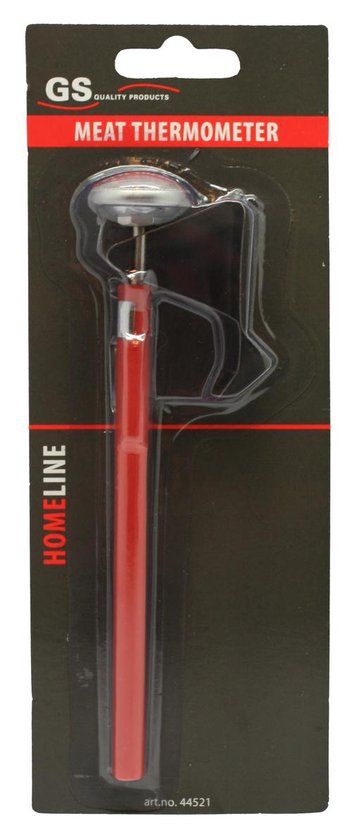 Vleesthermometer - RVS - 15.5 cm - Rood/RVS