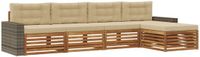vidaXL - Bank loungeset - 5 zitplekken - Polyester - Natuurlijk en beige