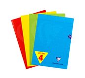 Clairefontaine 294161AMZ Pak met 4 Geniete Schriften Mimesys - A4 21x29,7 cm - 96 Pagina's Grote Ruitjes - Wit Papier 90 g - Polypro Omslag (Blauw, Rood, Geel en Groen)