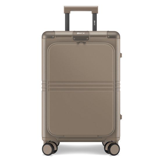 ONYX Hybrid Pro Handbagage Koffer met Voorvak 38 Liter - Gerecycled Polycarbonaat en Ritsloos Design - Reiskoffer met TSA slot en Spinner wielen - Lichtgewicht Trolley met Laptopvak - Desert Clay