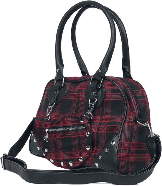 Banned Warren Plaid Dames Handtas - zwart/rood