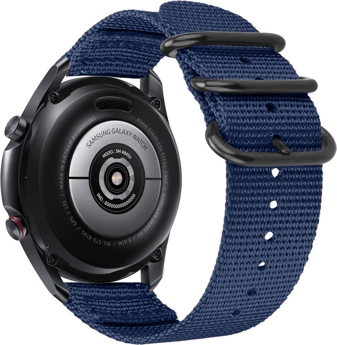 Strap-it Smartwatch bandje 22mm - nylon gesp horlogebandje geschikt voor Samsung Galaxy Watch 46mm / Galaxy Watch 3 45mm / Gear S3 Classic & Frontier - Amazfit GTR 47mm / GTR 2 / GTR 3 - Polar Vantage M / Grit X - Blauw - 22mm
