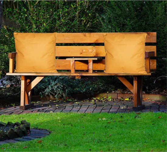 Anna's Collection Buiten of tuin sier kussens - okergeel - 45 x 45 cm