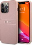 Guess Saffiano PU Leren Backcase Roze iPhone 13 Pro Max Hoesje