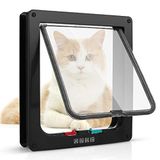 Kattendeur Sailnovo Kattendeur met 4-weg magneetsluiting huisdierdeur voor katten en kleine honden, kattendeur met tunnel (zwart, XL 24,5 x 28,5 x 5,5 cm)