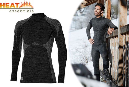 Heat Essentials Premium Thermo Shirt Heren - Zwart - M
