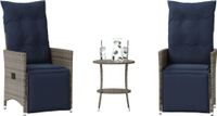 Prolenta Maison Exclusive 3-delige bistroset met kussens, grijs, polyrotan