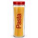 CM Glazen Pasta voorraadpot - 31 cm - 2500 ml - voorraadbus - luchtdichte deksel - rood/transparant