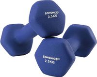 Songmics Haltergewichtsset van 2 - 2x2.5 kg - totaal 5 kg - paars - met neopreen coating