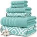 Pacific Coast Textiles Oxford handdoek, 6 stuks, geverfd garen, Aqua