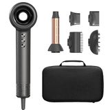 OBA HY01PRO Professionele haardroger, borstelloze motor, 120.000 omw/min, 1400 W, 5 temperaturen, kit met accessoires en reistas, zwart
