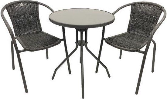 Merkloos Bistroset geneve taupe roze 2-persoons rond aluminium