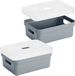 Sunware Opbergboxen met transparante deksel - 4x stuks - kastmanden - blauw/groen - 9 liter - kunststof - 35 x 25 x 12 cm
