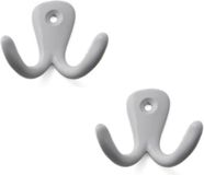 Merkloos Kapstokhaken luxe - 6x - dubbele haak - aluminium - wit - 4,2 x 5,0 cm