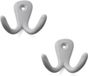 Merkloos Kapstokhaken luxe - 6x - dubbele haak - aluminium - wit - 4,2 x 5,0 cm