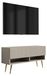 3xE living meuble TV avec façade nervurée, cachemire, pieds biseautés dorés