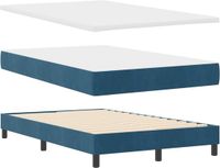 vidaXL LED Box Spring Bed with Mattress Dark Blue 120 x 200 cm Velvet