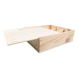 White label Hout 3-fles schuifkist met deksel 340 x 276 x 85 mm (5 stuks)