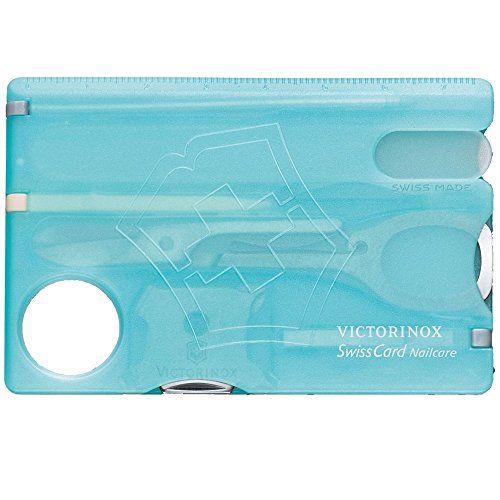 Victorinox Zakmes Swiss Card Nailcare - ijsblauw transparant B1