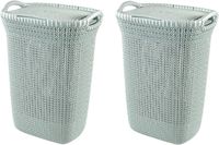 Curver Knit Wasmand met deksel - 57 l - Set van 2 - Misty Blue