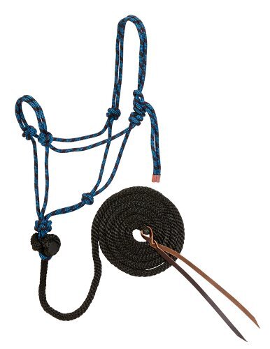 Weaver Leather Weaver Leather Diamond Braid Rope Halter en Lead, Zwart/Hurricane Blue