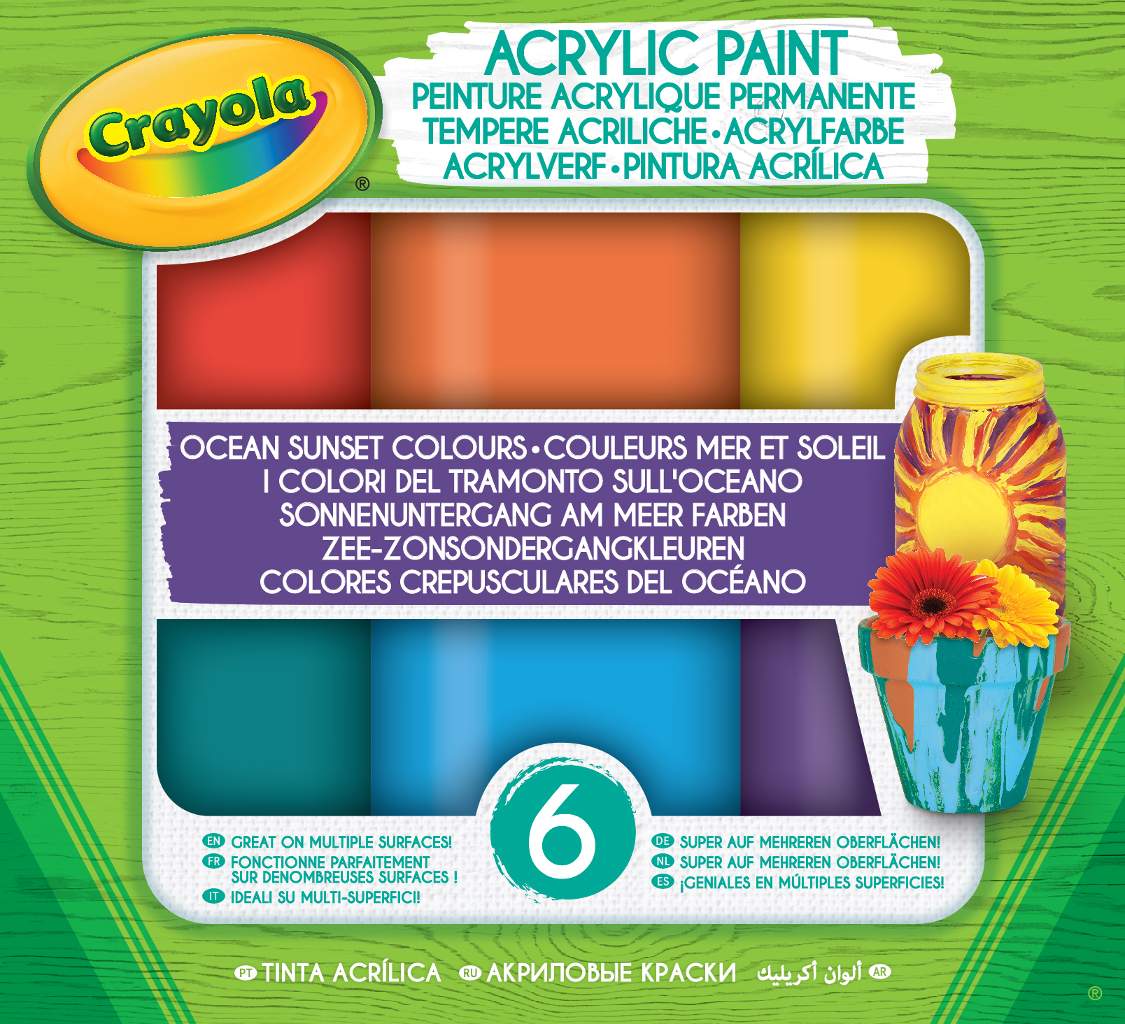 crayola Acryl verf Ocean-Sunset tinten - 6st.