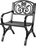 Relaxdays Tuinstoel met armleuningen, breed, metalen vintage design, HBD: 85,5 x 60 x 56 cm, zwart