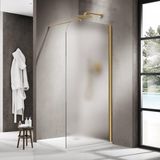 FortiFura Galeria Inloopdouche - 110x200cm - Mat Glas - Geborsteld Messing (Goud)